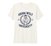 Meme Alpha Wolf Brainrot de l'Université Sigma Wolf T-Shirt Haut de Gamme