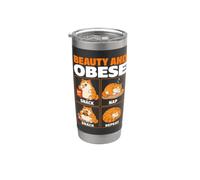 Mème amusant sur la beauté et l'obésité d'un chat paresseux Gobelet isotherme en acier inoxydable double paroi