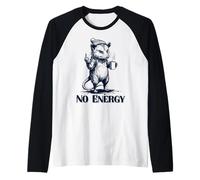Meme Amusant sur Le café Grumpy Opossum « No Energy » Manche Raglan