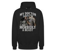 Meme Arzt sagte, ich bin ein Ungeheuer Alpha Wolf Sweat à capuche unisexe | Design amusant de loup avec inscription sur une visite au médecin, parfait pour les amoureux des animaux.