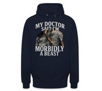 Meme Arzt sagte, ich bin ein Ungeheuer Alpha Wolf Sweat à capuche unisexe | Design amusant de loup avec inscription sur une visite au médecin, parfait pour les amoureux des animaux.