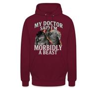 Meme Arzt sagte, ich bin ein Ungeheuer Alpha Wolf Sweat à capuche unisexe | Design amusant de loup avec inscription sur une visite au médecin, parfait pour les amoureux des animaux.