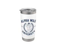 Meme Brainrot de l'Université Alpha Wolf Alpha Wolf Gobelet isotherme en acier inoxydable double paroi