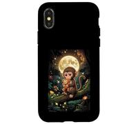 Mème câlin Mignon bébé Singe nommé Punch Peluche câlin Coque pour iPhone X/XS