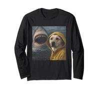 Meme d'attaque de Requin et Chien Labrador drôle, Vintage Manche Longue