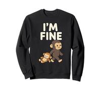 Mème de bébé Singe Triste avec Un Jouet Orange I'm Fine Sweatshirt
