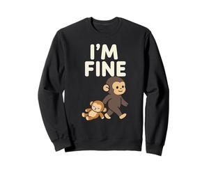 Mème de bébé Singe Triste avec Un Jouet Orange I'm Fine Sweatshirt
