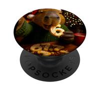 Meme de Biscuits de Noël ironique Funny 67 Capybara Six Seven PopSockets PopGrip Adhésif