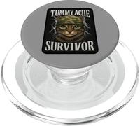 Mème de chat survivant aux maux de ventre avec inscription amusante PopSockets PopGrip pour MagSafe