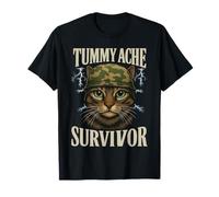 Mème de chat survivant aux maux de ventre avec inscription amusante T-Shirt