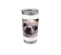 Meme de chien flou avec visage de chihuahua drôle « Bruh » Gobelet isotherme en acier inoxydable double paroi
