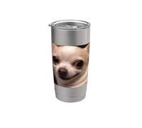 Mème de chien flou mignon visage de chihuahua Gobelet isotherme en acier inoxydable double paroi