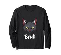 Meme disant « Bruh » avec un chat drôle, salutations pour adolescents, garçons et hommes Manche Longue