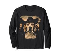 Meme drôle de Cowboy Beagle fumant Une Cigarette pour Les Amoureux des Chiens Manche Longue