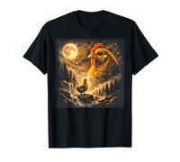 Meme Funny Chicken Howling Moon Y2K Brainrot T-Shirt