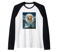 Meme Golden Retriever Howling to The Moon Funny Dog Lover Manche Raglan