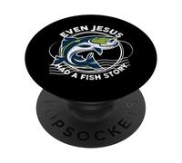 Même Jésus Avait Une Histoire de Poisson Drôle de pêche PopSockets PopGrip Adhésif