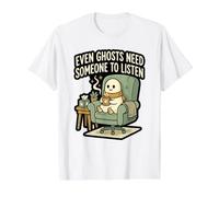 Même Les fantômes Ont Besoin de Quelqu'un pour Le Confort de l'humour Paranormal T-Shirt Graphique avec Valeur, Homme, Blanc, XL