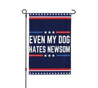 Même mon chien déteste Gavin Newsom ! Drapeau 32 x 46 cm « Anti Gavin Newsom, c’est nul ! » - Décoration de jardin double face