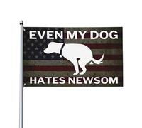 Même mon chien déteste Gavin Newsom ! Drapeau anti-Newsom 120 x 180 cm, bannière, panneau de jardin, décoration intérieure (sans mât).