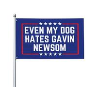 Même mon chien déteste Gavin Newsom ! Drapeau « Newsom, c'est nul » 90 x 150 cm, panneau de jardin, décoration extérieure, bannière avec 2 œillets en laiton