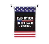 Même mon chien déteste Gavin Newsom ! Drapeau « Newsom, c'est nul » double face 32 x 46 cm, décoration de jardin, bannière pour fête extérieure
