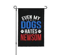 Même mon chien déteste Gavin Newsom ! Drapeau « Newsom, c'est nul » double face 32 x 46 cm, décoration de jardin, bannière pour fête extérieure