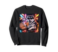 Mème Original rétro avec Un Loup Mangeant Une Pizza pour Jeunes garçons Sweatshirt