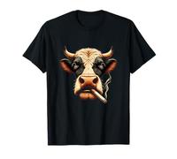 Meme Smoking Cow Vous Regarde avec des Vibrations Rebelles T-Shirt