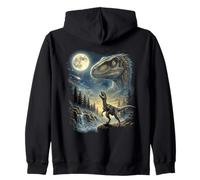 Mème Velociraptor Howling to The Moon Funny Dinosaur des années 90 Sweat à Capuche