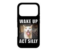 Mème Wake Up Act Silly Cat Coque pour iPhone 17 Pro