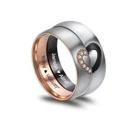 MeMeDIY Bagues Personnalisées en Acier Inoxydable de Mariage avec Nom et Date Gravés Bagues Rotatives de Promesse Fiançailles pour Couple Hommes-Style C1-10#