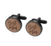MeMeDIY Bouton de Manchette Homme Livré Avec un Coffret Cadeau en Bois Sculpté Boutons de Manchette Personnalisés en Chêne Noyer ou Cerisier Cadeaux pour Pères Maris et Garçons D'honneur -B2