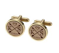 MeMeDIY Bouton de Manchette Homme Livré Avec un Coffret Cadeau en Bois Sculpté Boutons de Manchette Personnalisés en Chêne Noyer ou Cerisier Cadeaux pour Pères Maris et Garçons D'honneur -A3