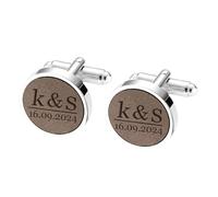 MeMeDIY Bouton de Manchette Homme Livré Avec un Coffret Cadeau en Bois Sculpté Boutons de Manchette Personnalisés en Chêne Noyer ou Cerisier Cadeaux pour Pères Maris et Garçons D'honneur -C1