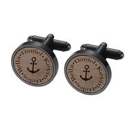 MeMeDIY Bouton de Manchette Homme Livré Avec un Coffret Cadeau en Bois Sculpté Boutons de Manchette Personnalisés en Chêne Noyer ou Cerisier Cadeaux pour Pères Maris et Garçons D'honneur -C2