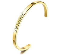 MeMeDIY Bracelet Personnalisé Gravure ID D'identification du Nom Personnalisé pour Hommes Femmes Filles Résistant À l'eau en Acier Inoxydable Bracelet Manchette Réglable 4mm de Large(Or Couleur)