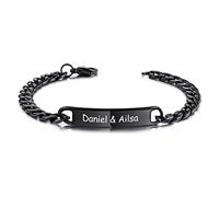 MeMeDIY Bracelet Personnalisé Gravure Nom/Date/Coordonnées pour Femmes Petite Amie Meilleur Ami Étiquette en Acier Inoxydable Berceau Cheville Lien Anniversaire Demoiselle d'honneur Cadeau