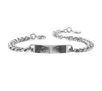 MeMeDIY Bracelet Photo Œil Personnalisé pour Homme Bracelets Réglable en Acier Inoxydable avec Gravure Photo/Nom/Texte Cadeaux Personnalisés pour Mari Petit Ami Couple Anniversaire - Argent