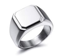 MeMeDIY Gravure Personnalisée Monogramme Initiales Lettre Signet Bague pour Hommes Femmes l'anneau de Mariage en Acier Inoxydable Bijoux lot avec Ajusteurs de Taille de Bague(Couleur Argent Taille 9)