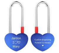 MeMeDIY Personnalisé Amour Coeur Lock Gravure Photo/Nom/Texte/Date/Symboles Image Personnalisée pour Couples Hommes Femmes Copain Amant Amant En Aluminium Mémorial Anniversaire Valentine Pont Cadenas