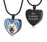 MeMeDIY Personnalisé Cœur Empreinte de Patte Cendres Urne Pendentif Collier Coutume Nom/Photo/Date pour Femme Homme Animal de Compagnie Amoureux Mémorial Chien Chat Souvenir D'animal de Compagnie C3