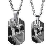 MeMeDIY Personnalisé Dog Tag Collier Gravure Photo/Nom/Date Personnalisé avec Photo Pendentif Collier pour Hommes Femmes Couples Memorial Bijoux en Acier Inoxydable Amour (Noir Couleur)