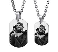MeMeDIY Personnalisé Dog Tag Collier Gravure Photo/Nom/Date Personnalisé avec Photo Pendentif Collier pour Hommes Femmes Couples Memorial Bijoux en Acier Inoxydable Amour (Argent)
