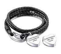 MeMeDIY Personnalisé Urne Bracelet Gravure Photo Nom pour Femmes Hommes Véritable Chaîne En Cuir En Acier Inoxydable Chien Chat Pet Cendres Humaines Titulaire Memorial Crémation Souvenir Entonnoir Kit