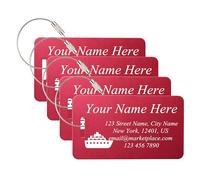 MeMeDIY Personnalisées Aluminium Étiquette Bagage avec Texte Gravé Nom Symbole Étiquettes de bagages pour Sac à dos de Voyage/Valises 1 à 4 Paquet - Modèles Horizontaux et Verticaux E1