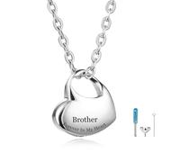MeMeDIY Personnalisés Colliers d'urne en Forme de Cœur pour Cendres Collier Urne pour Les Cendres des Papas/des Mamans Pendentif Commémoratif étanche en Acier Inoxydable avec Kit de Remplissage -B3