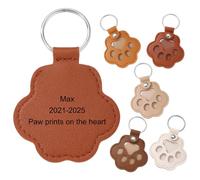 MeMeDIY Porte-clés Personnalisé avec Poils de Chien Souvenir en Poils d'animal Chat avec Le Nom Porte-Clés en Cuir Patte Cadeaux Commémoratifs pour Chiens - B2