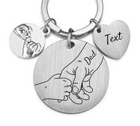 MeMeDIY Porte-clés Personnalisés Porte-clés Père et Fils Fête des Pères Grande Main Tenant Une Petite Main avec Noms Gravés Cadeaux Personnalisés pour Papa - D