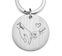 MeMeDIY Porte-clés Personnalisés Porte-clés Père et Fils Fête des Pères Grande Main Tenant Une Petite Main avec Noms Gravés Cadeaux Personnalisés pour Papa - A1